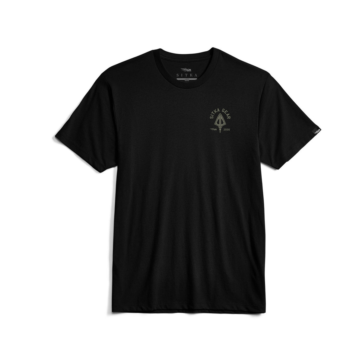 Front image of the Sitka Broadhead Crest Tee in Sitka Black