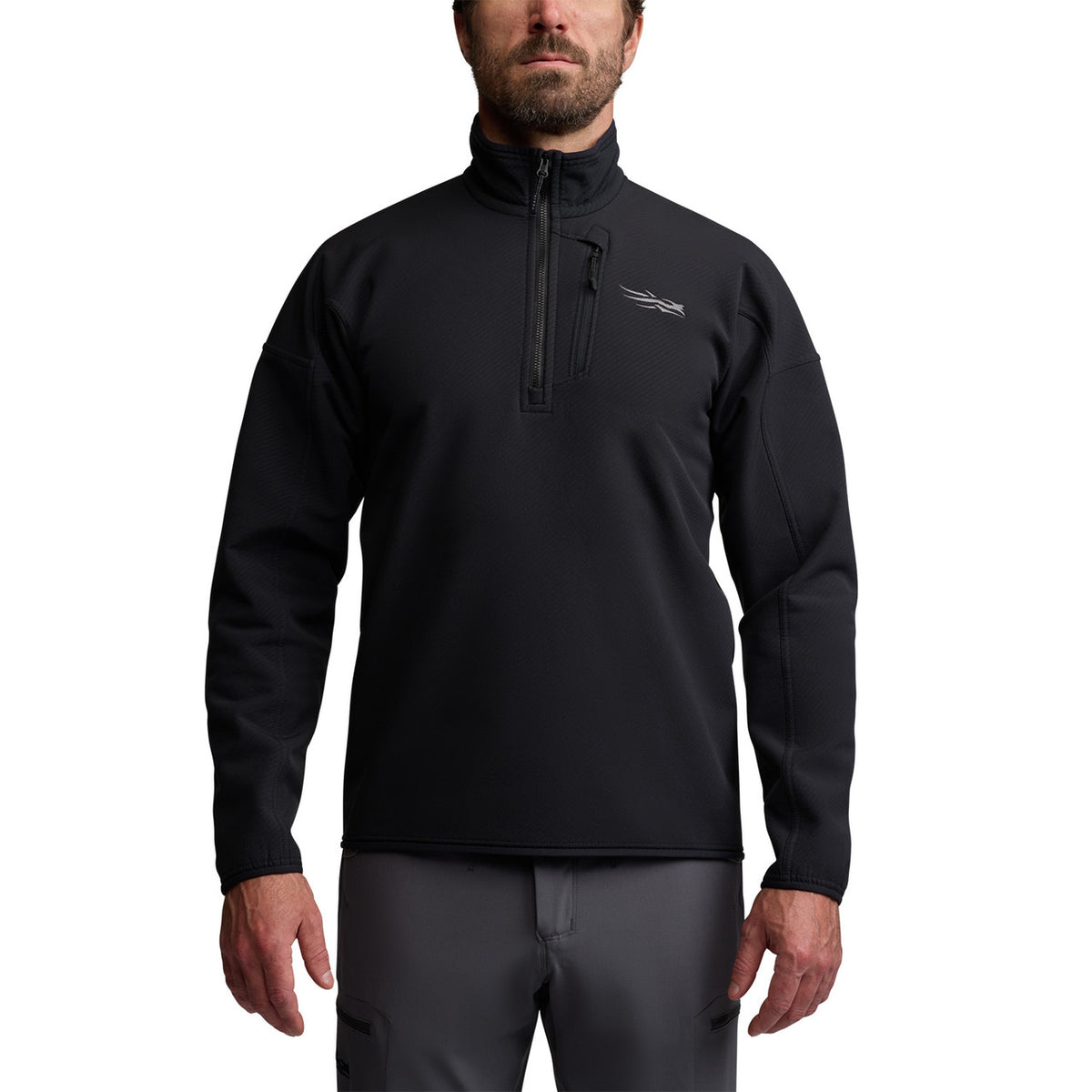 Image of the Sitka Alpha Fleece 1/4 Zip Pullover in Sitka Black