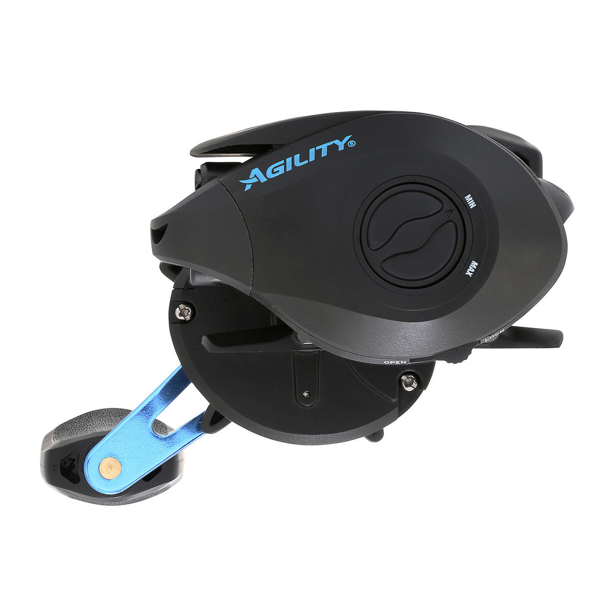 Side Reel Image of the Shakespeare Agility Low-Profile Baitcast Reel.