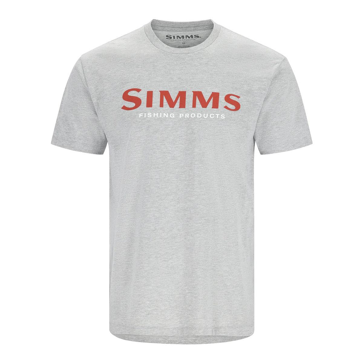 Simms Men's Logo T-Shirt Image in Grey Heather-Crimson