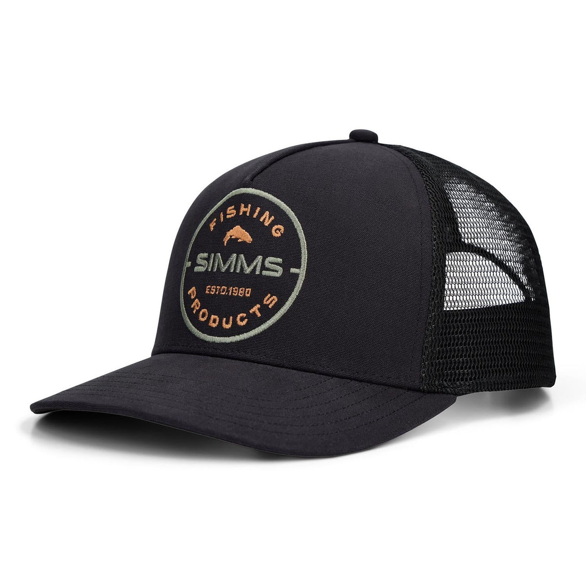 Image of the Simms Double Haul Trucker Hat in Black Rounder