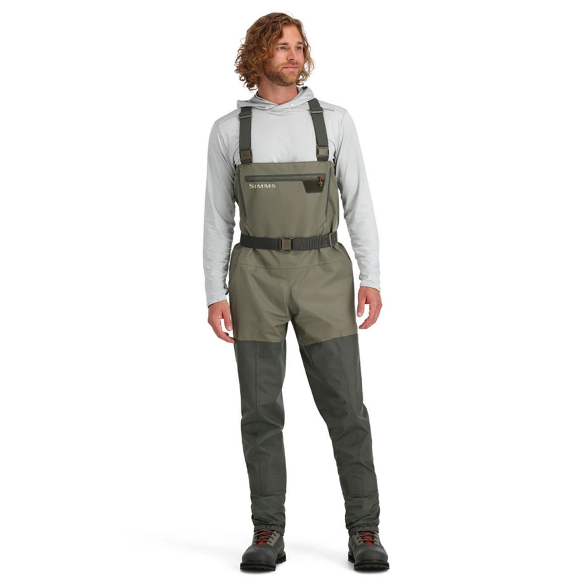 Simms Tributary Stockingfoot Waders Front Model Image