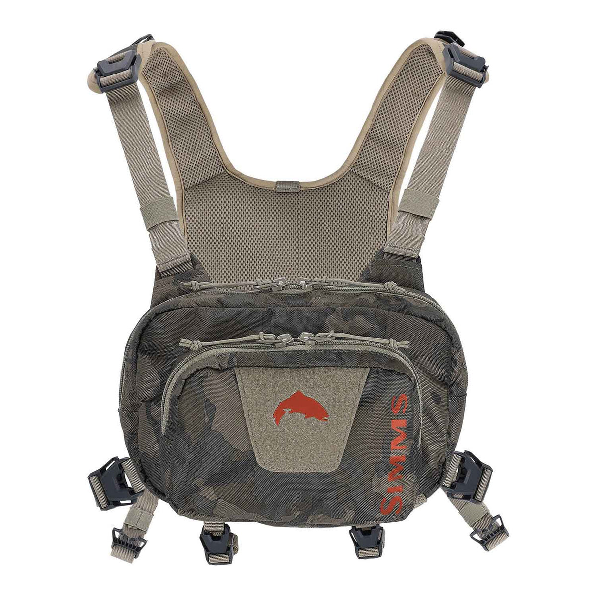 Simms Tributary Hybrid Fishing Chest Pack - Regiment Camo Olive Drab - Front Image