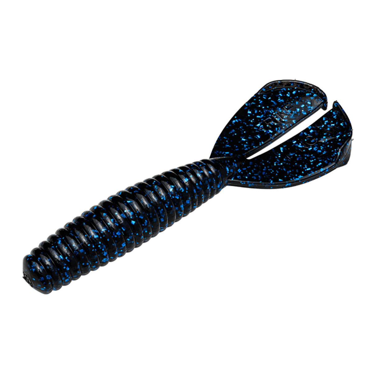 Strike King Rage Twin-Tail Menace 4" Grub in Black Blue Flake Image