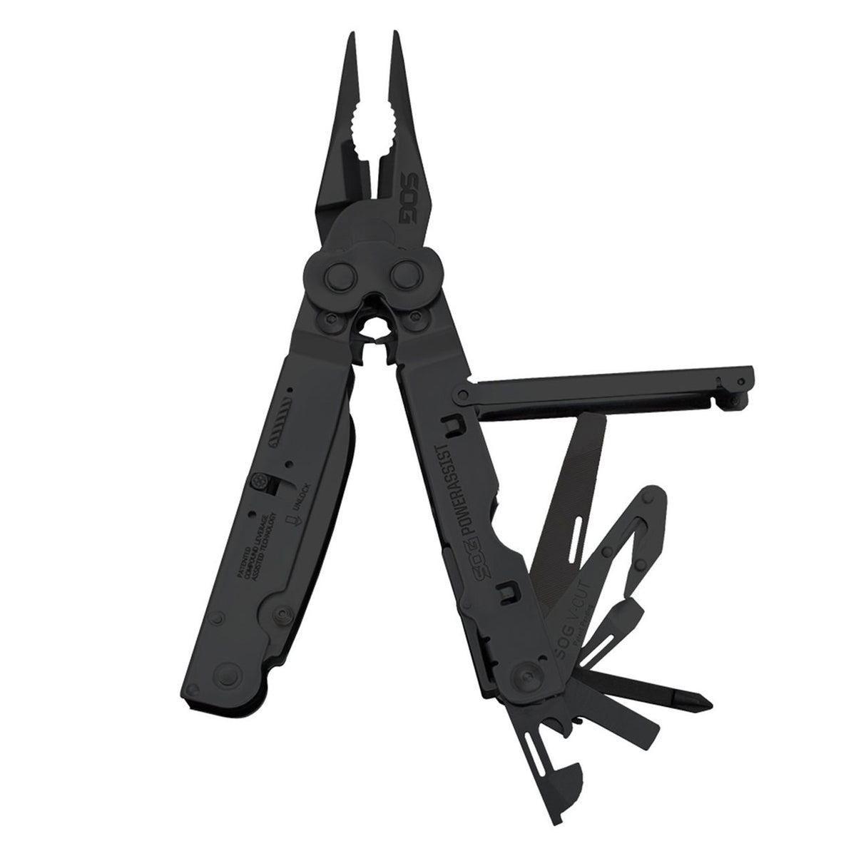 One side opened image of the SOG Power Assist Multi Tool.