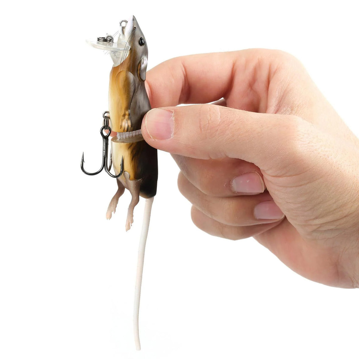 Savage Gear 3D Rat Fishing Lure Size Reference Image in Brown