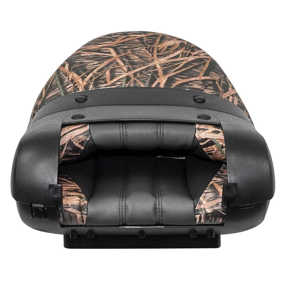 Probax High-Back Orthopedic Boat Seat Folded Back Image in Mossy Oak Shadow Grass/Black