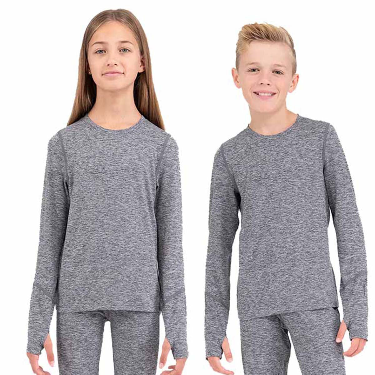 Terramar Kid's Thermafleece 2.0 Crew Image in Dark Grey Melange