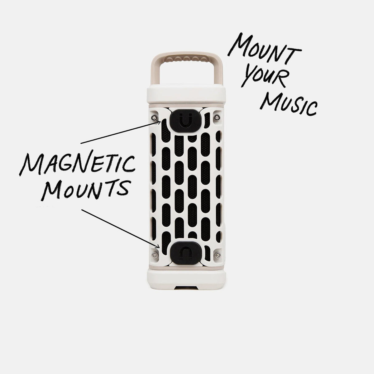 Magnetic Mounts Image of the Turtlebox Ranger Bluetooth Speaker.