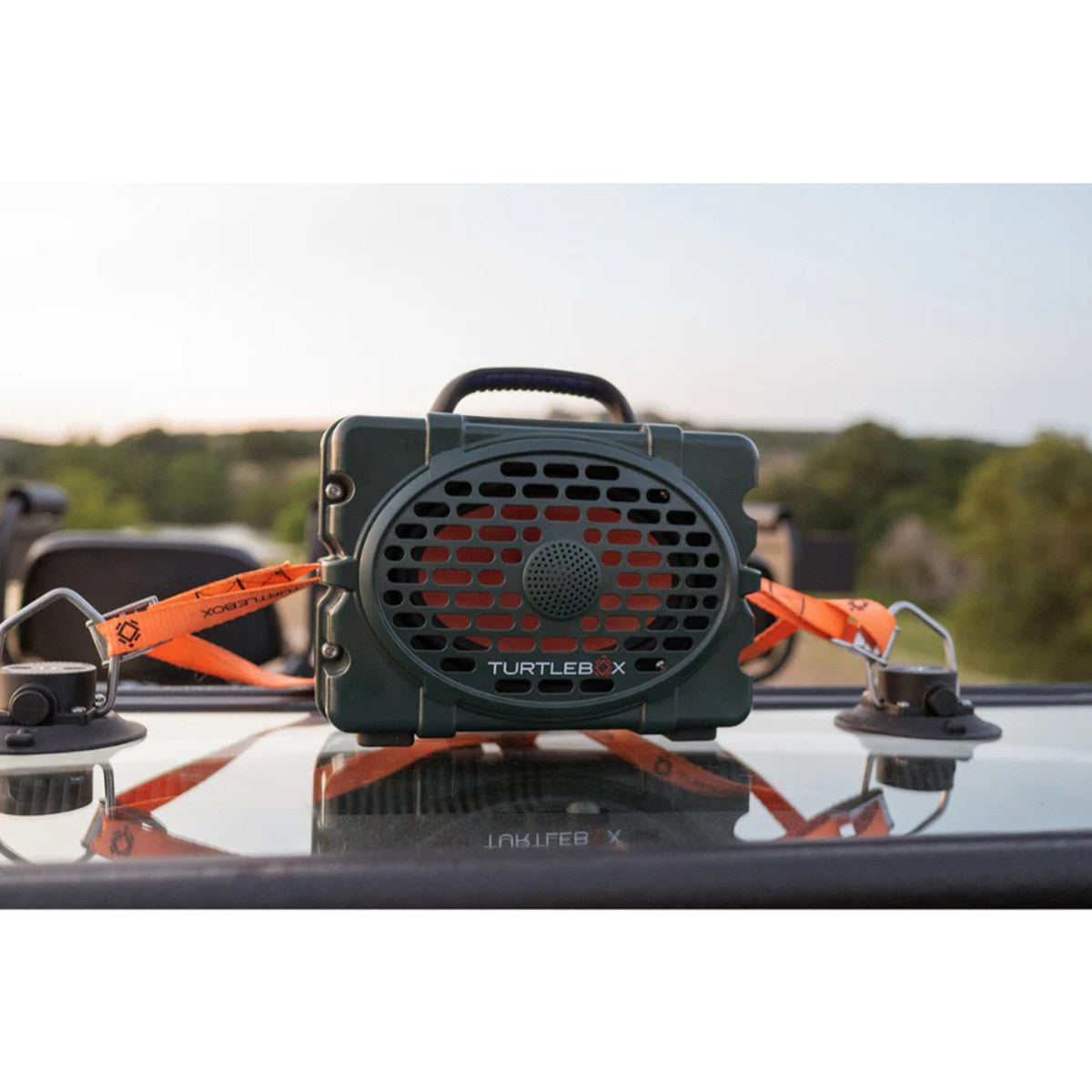 Turtlebox Tie-Down Straps In-Use Image in Blaze Orange