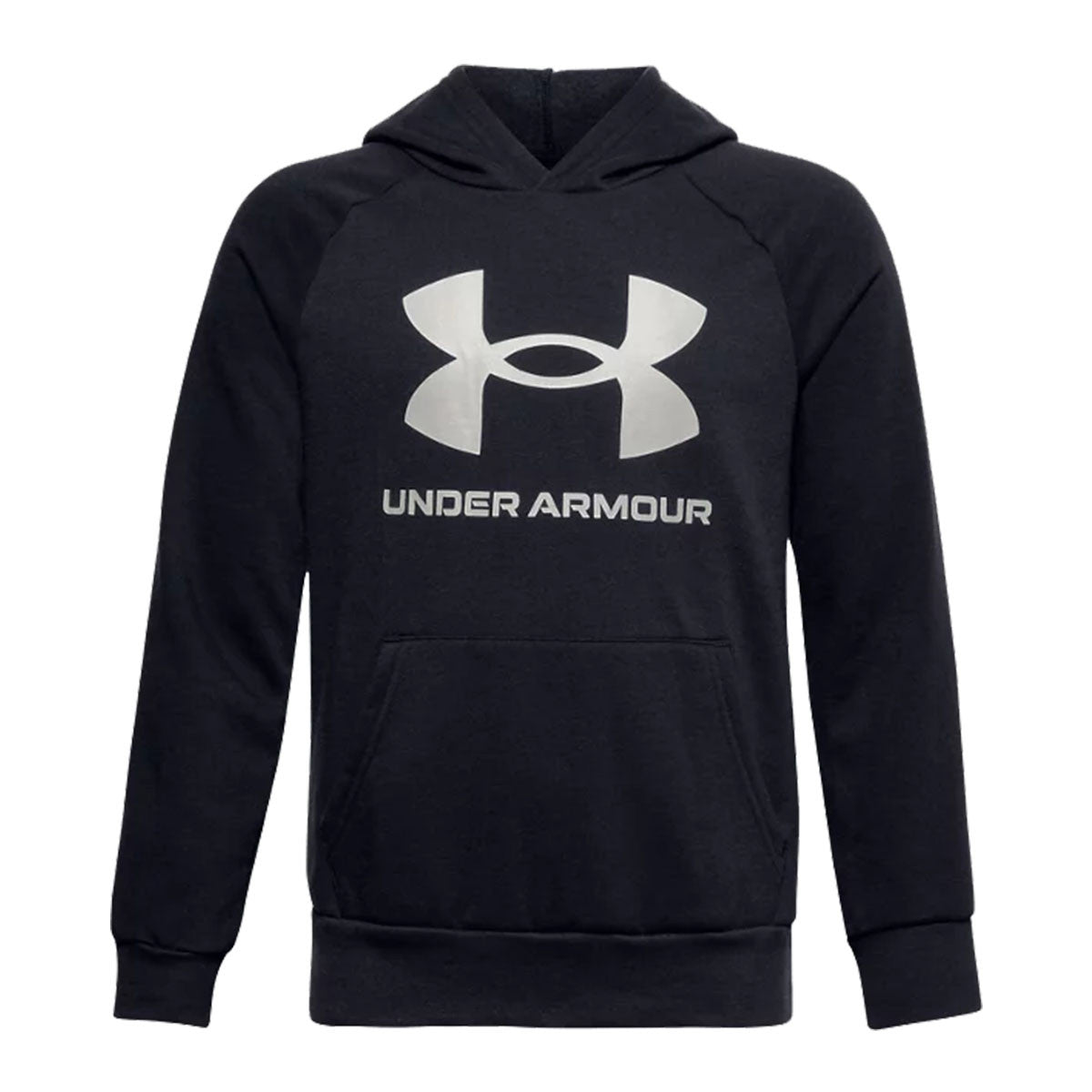 Under Armour Boy's Rival Fleece Big Logo Hoodie - Black Onyx White Black-Onyx White