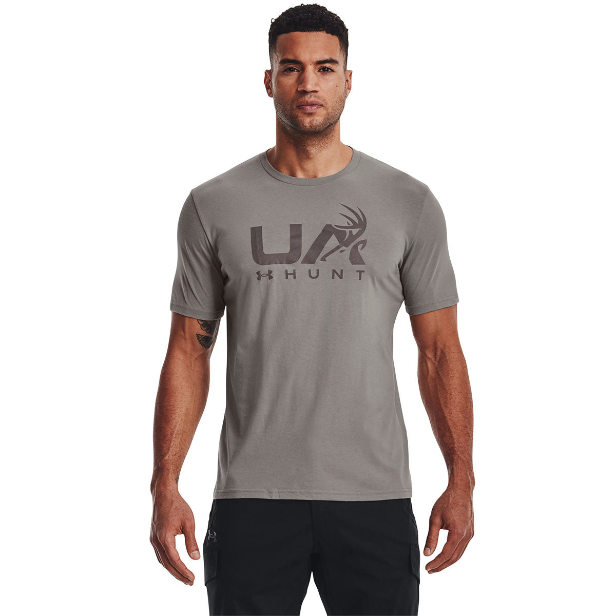 Under Armour Antler Hunt Icon T-Shirt Image in Pewter Fresh Clay