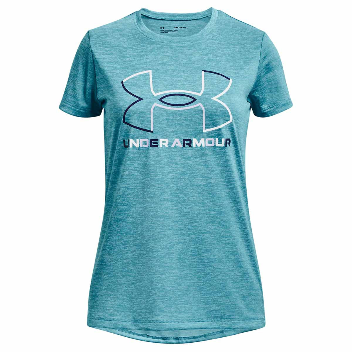 Girl's Tech Big Logo Twist Short Sleeve Shirt - Glacier Blue Sonar Blue Glacier Blue-Sonar Blue