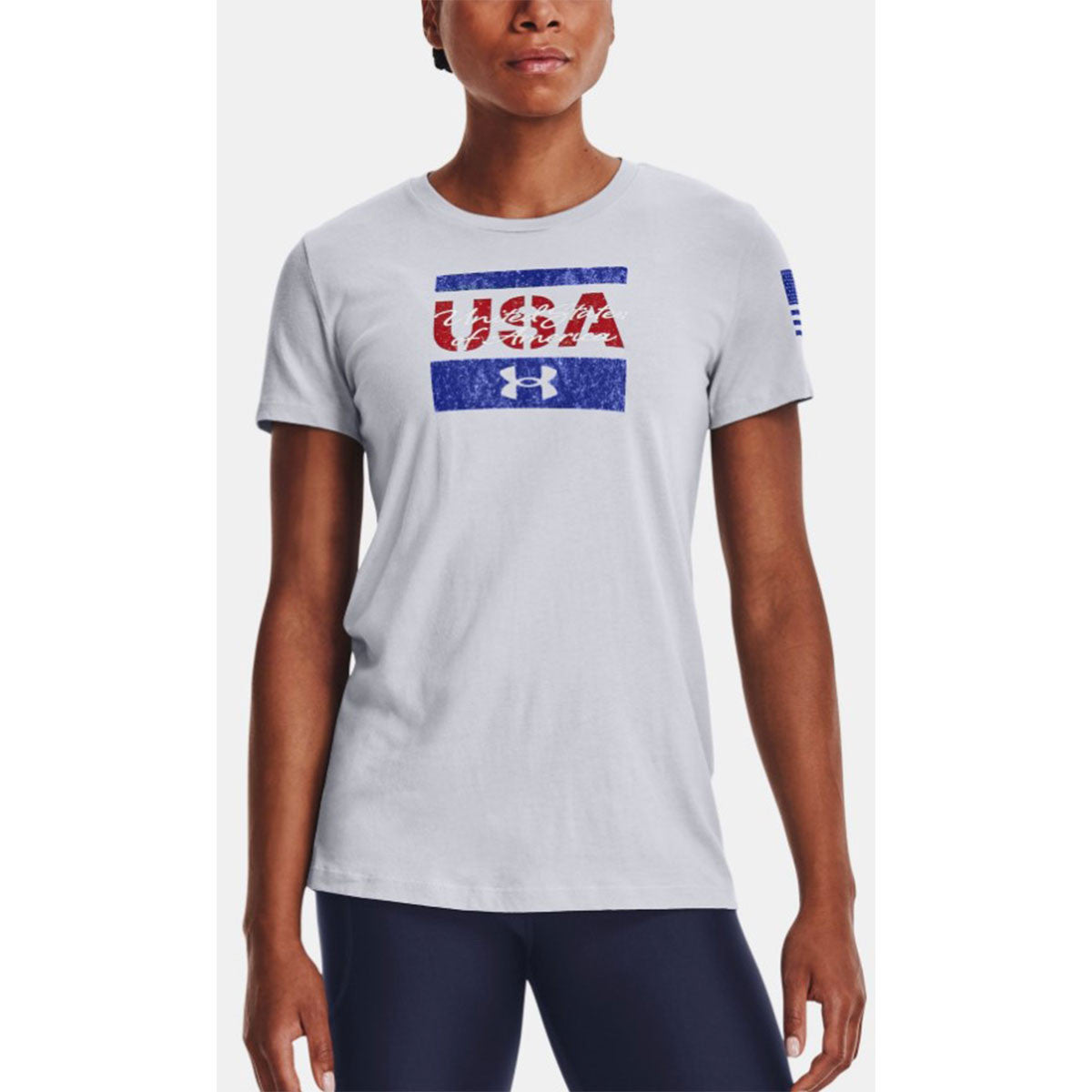 Under Armour Women's Freedom USA T-Shirt - Mod Gray-Royal