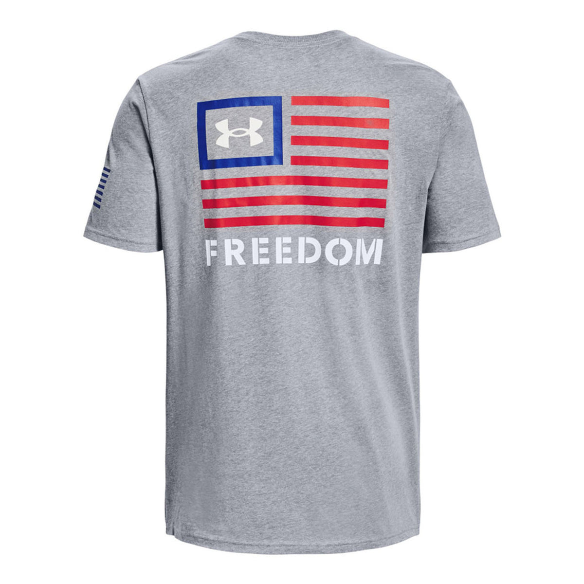 Under Armour Men's Freedom Banner T-Shirt Image in Steel Medium Heather-Royal Red