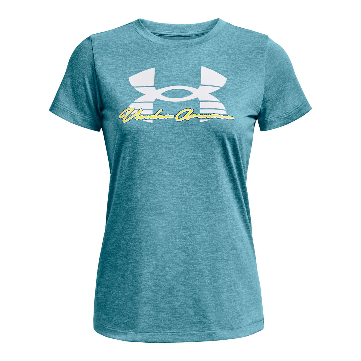 Under Armour Women's Tech Twist Script T-Shirt - Glacier Blue-Starfruit