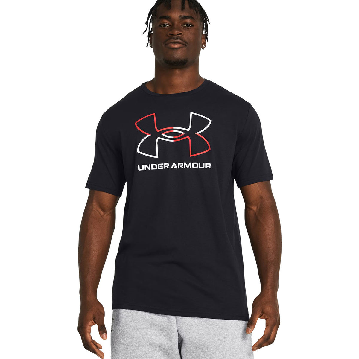 Under Armour Foundation Short Sleeve T-Shirt Model Image in Black-Red
