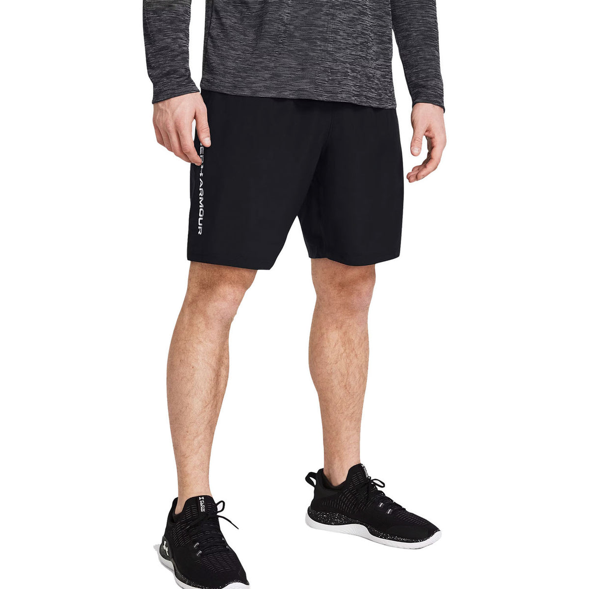 Under Armour Woven Wordmark Shorts Image in Black-White