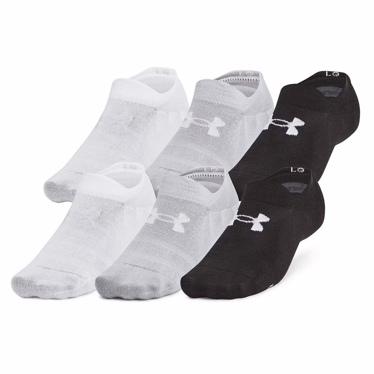 Under Armour Unisex Essential Ultra Low Sock - 6 Pack - Black-Castlerock