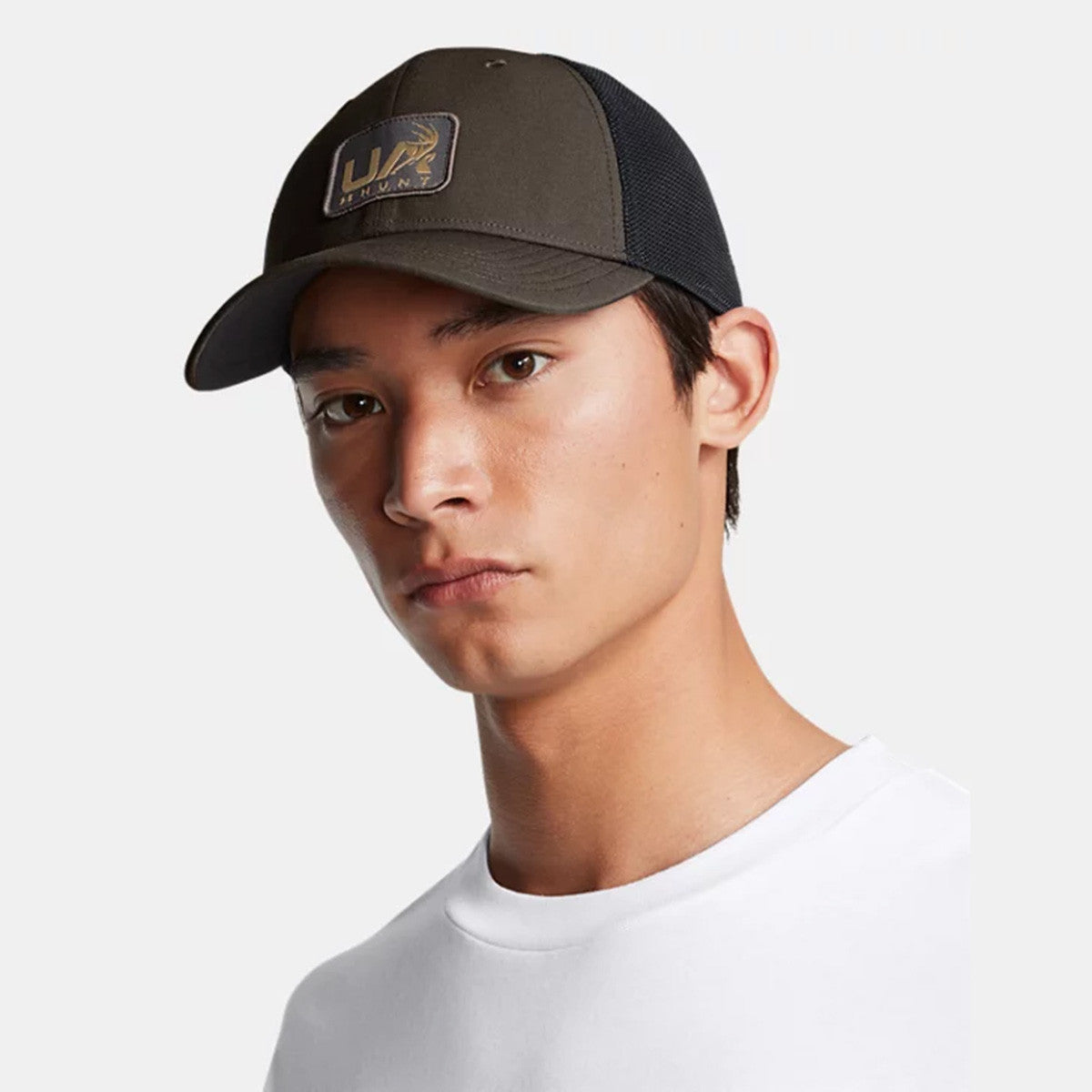 Under Armour Hunt Trucker Hat Image in Maverick Brown