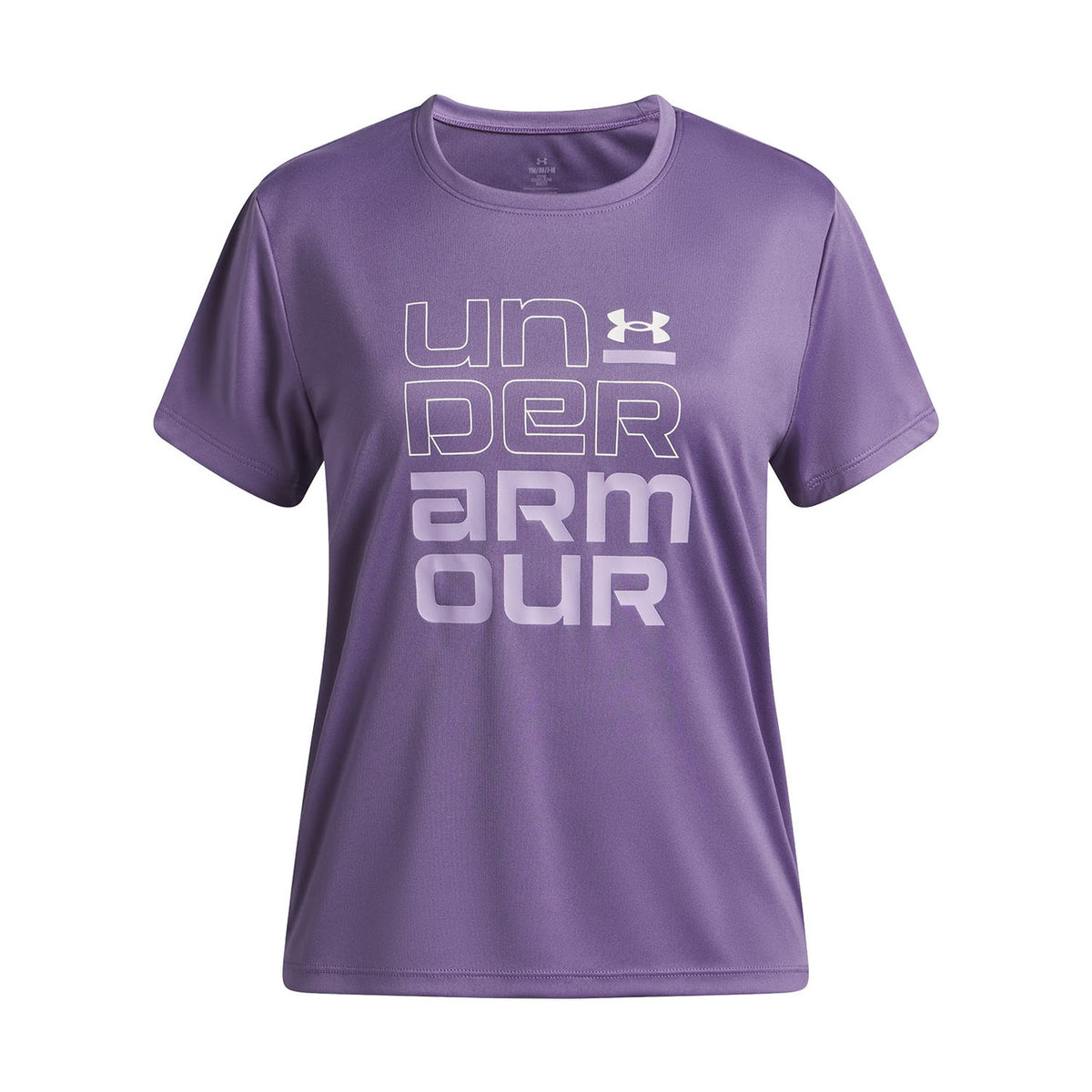 Under Armour Girls Tech Split Wordmark Short-Sleeve Shirt Image in Purple Luxe