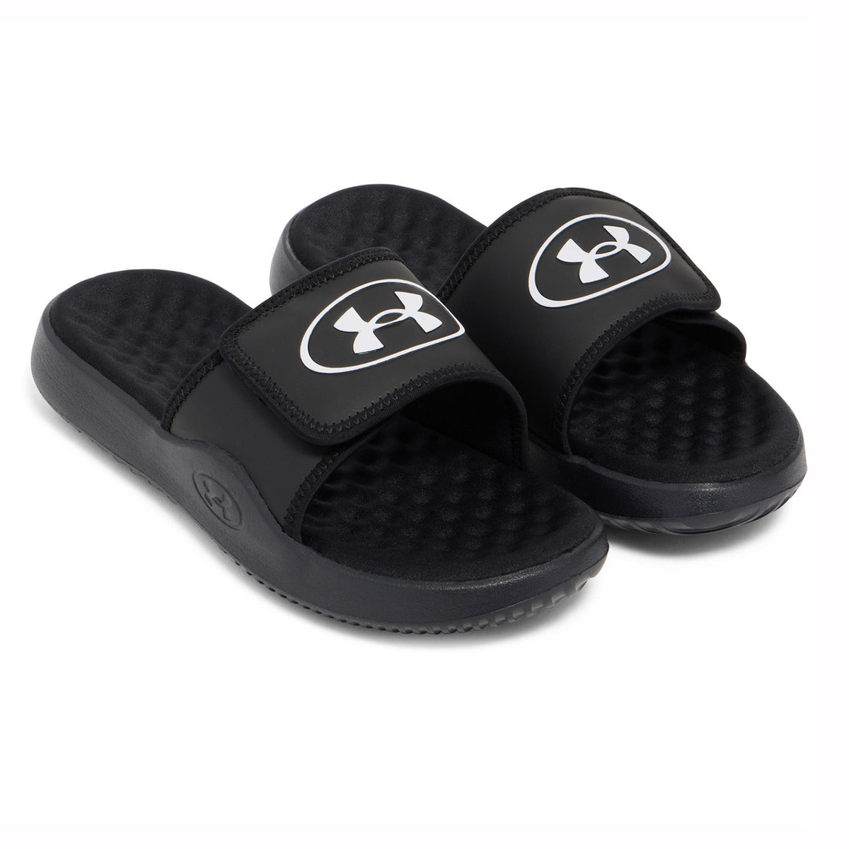 Under Armour Women's Ignite Pro 8 Slides Main Image in Galaxy Black-White