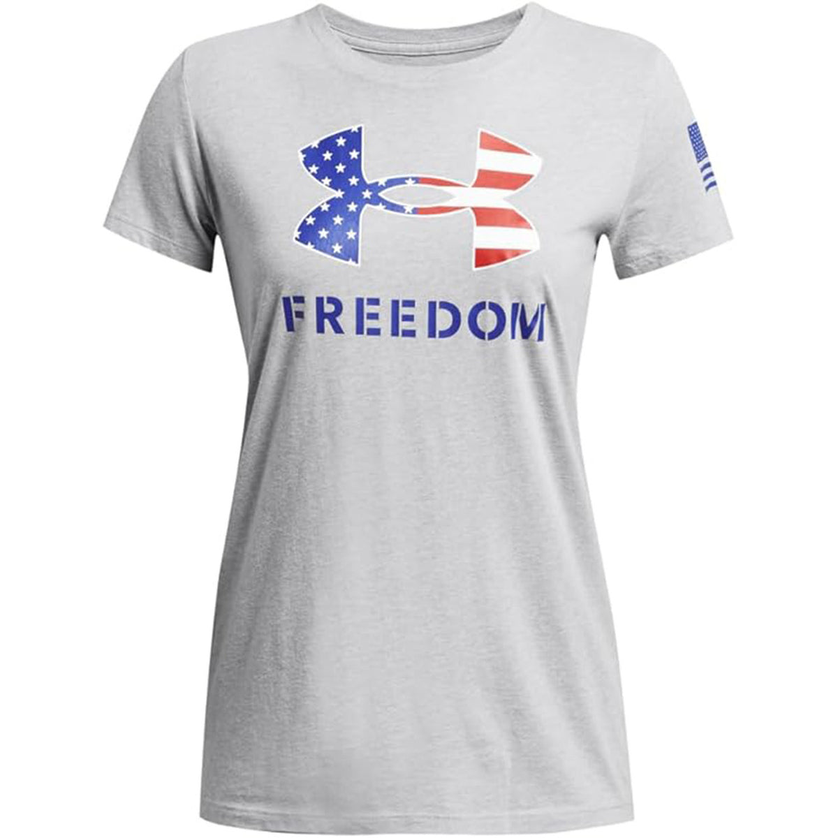 Under Armour Women's Freedom Big Logo Short Sleeve - Mod Gray Light Heather-Steel - Front