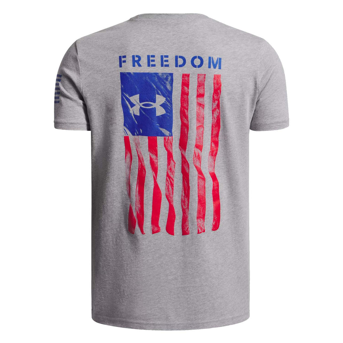 Image of the Under Armour Boys' Freedom Flag Short-Sleeve Shirt in Steel Light Heather-Royal