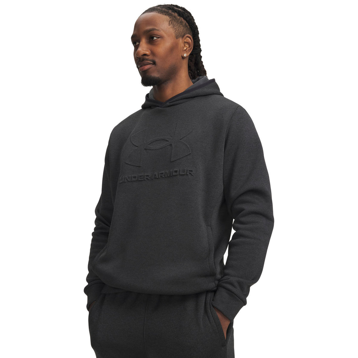 Image of the UA Armour Fleece Twist Emboss Hoodie in Black