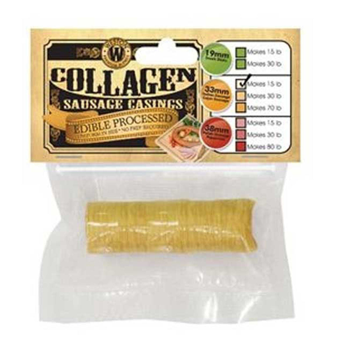33mm Collagen Sausage Casings (makes 15lbs)