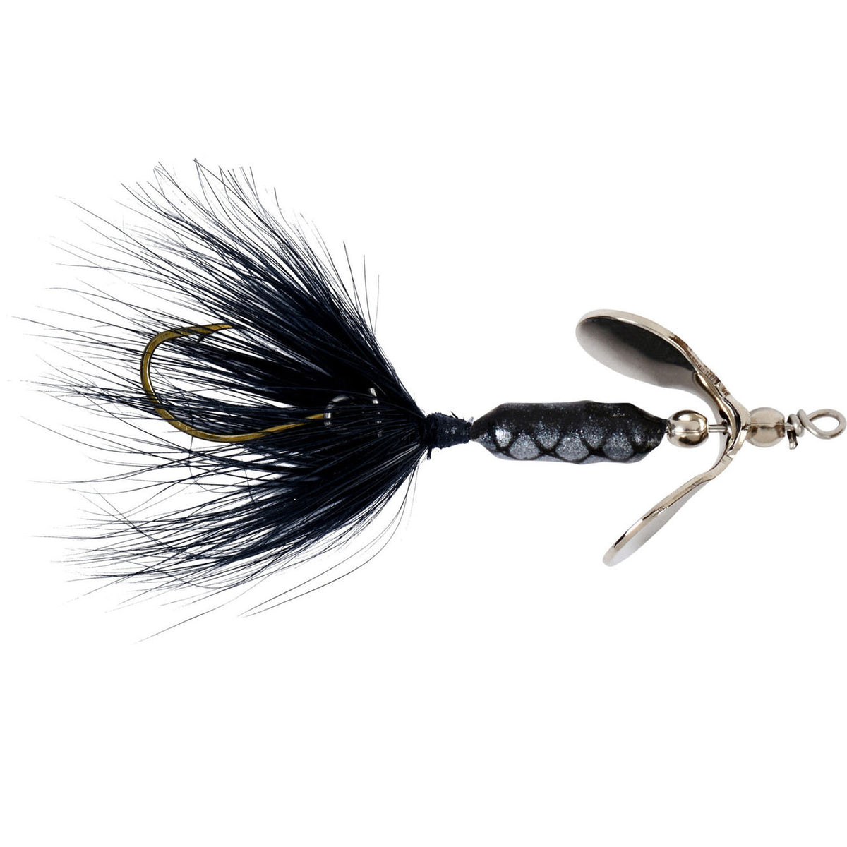 Image of the Yakima Prop Blade Rooster Tail 1/32 oz. Single Hook in Black.