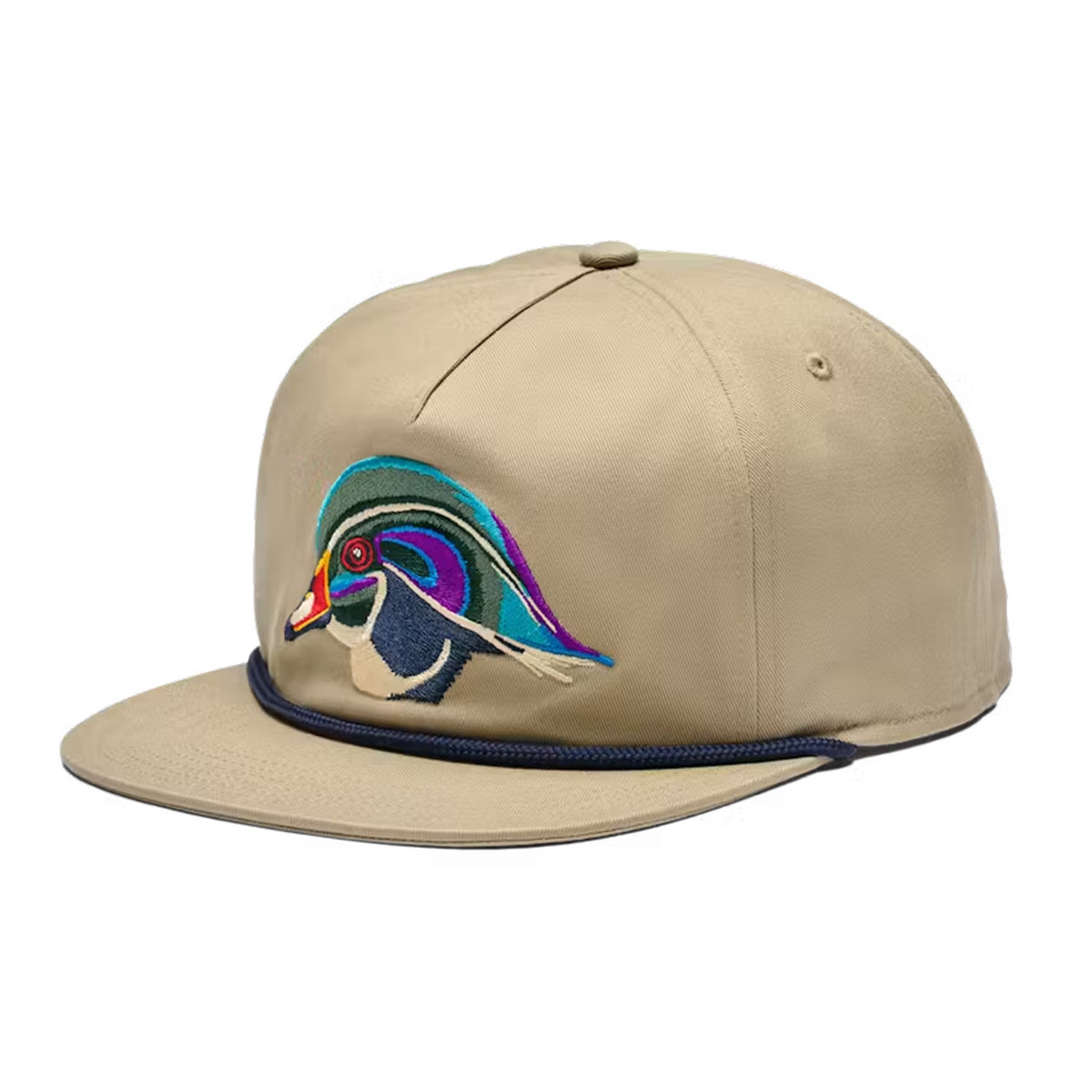 Side Image of the Yeti Wood Duck Flat Brim Rope Hat.