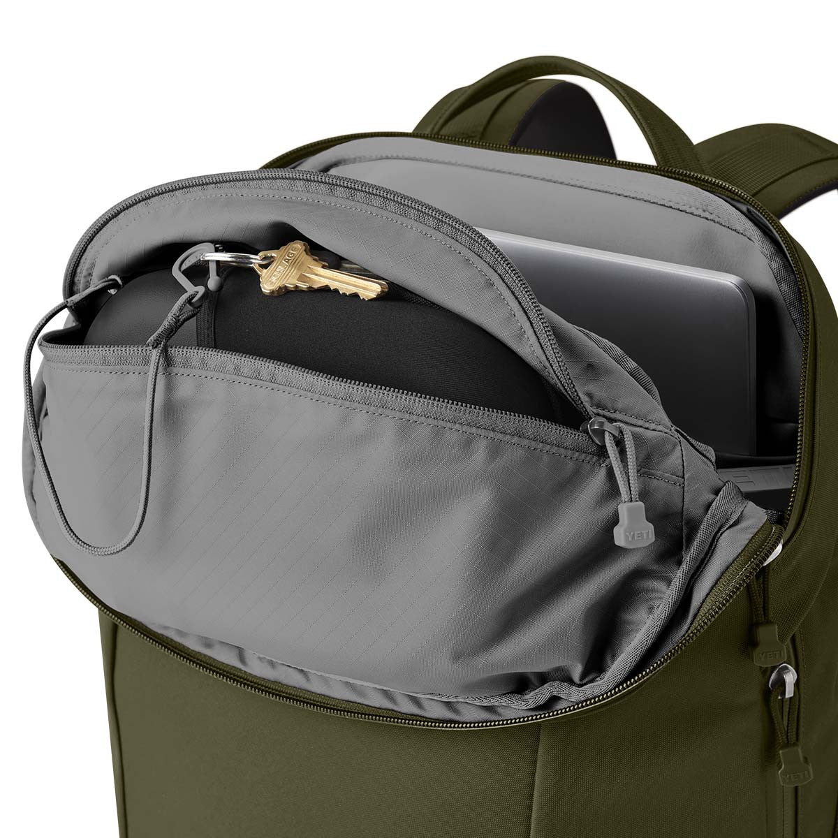 Yeti Crossroads 22L Backpack Key Strap Image in Olive
