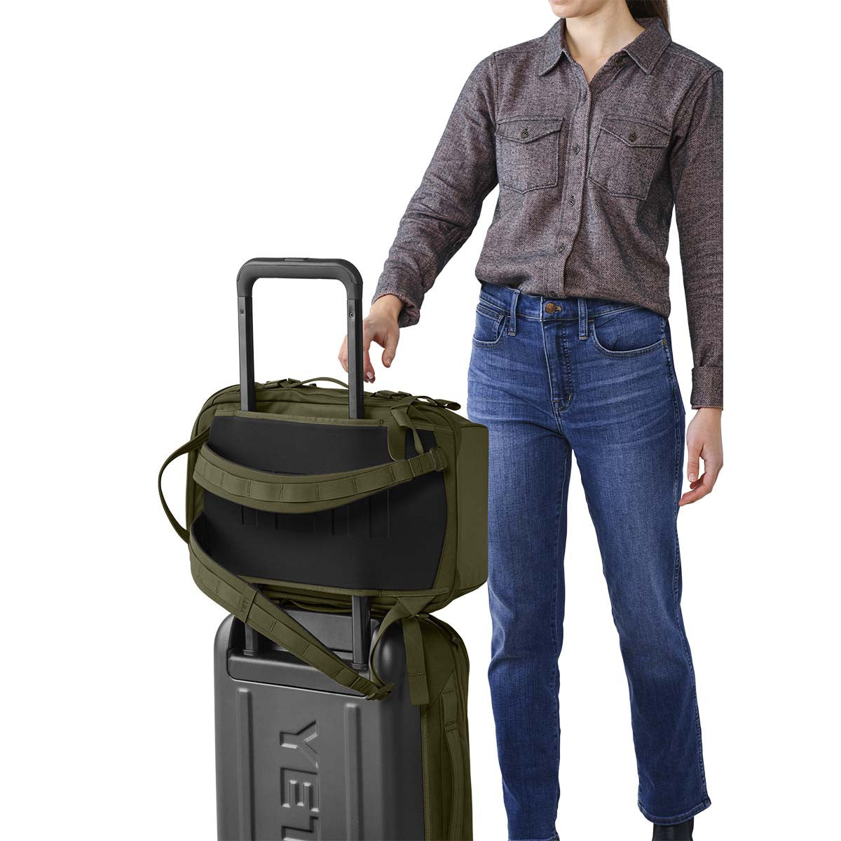 Yeti Crossroads 22L Backpack On Suitcase Image in Olive