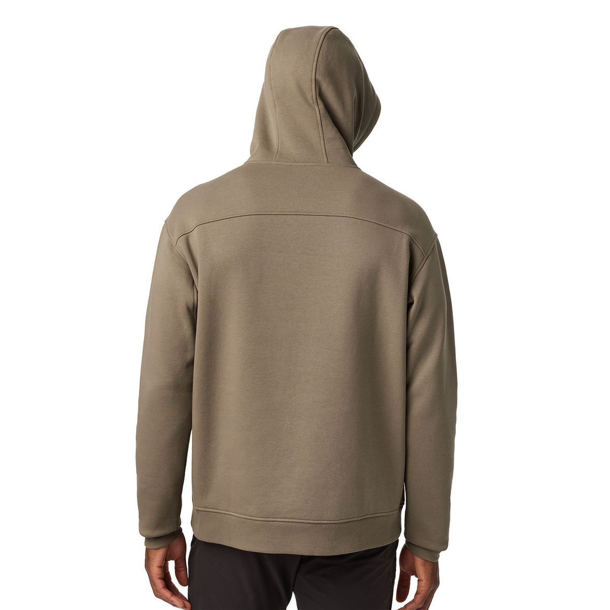 Yeti Logo Fleece Hoodie Back Model Image with Hood Up
