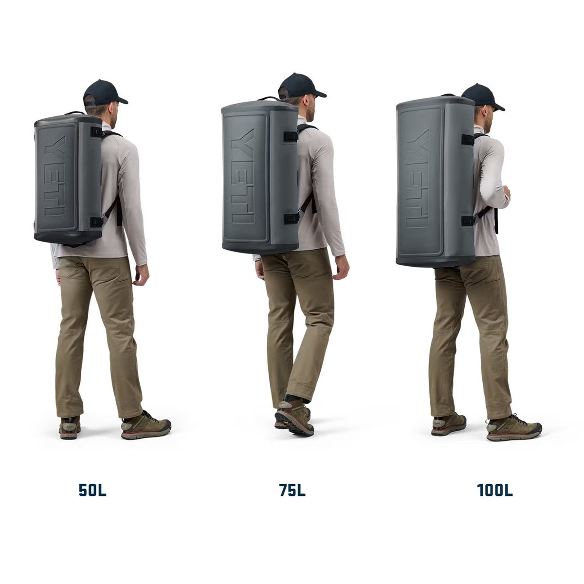 Yeti Panga 75L Waterproof Duffel Bag Size Comparison Image.