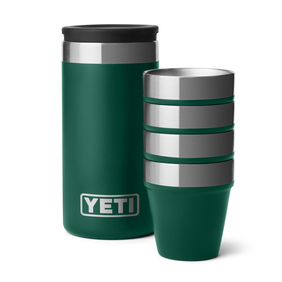 Yeti Shot Glasses and Carrying Case Image in Black Forest Green