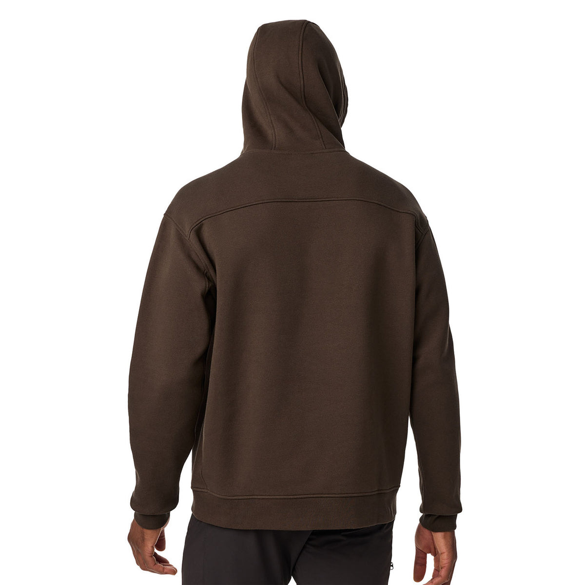 Yeti Wetlands Fleece Hoodie Back Model Image with Hood Up