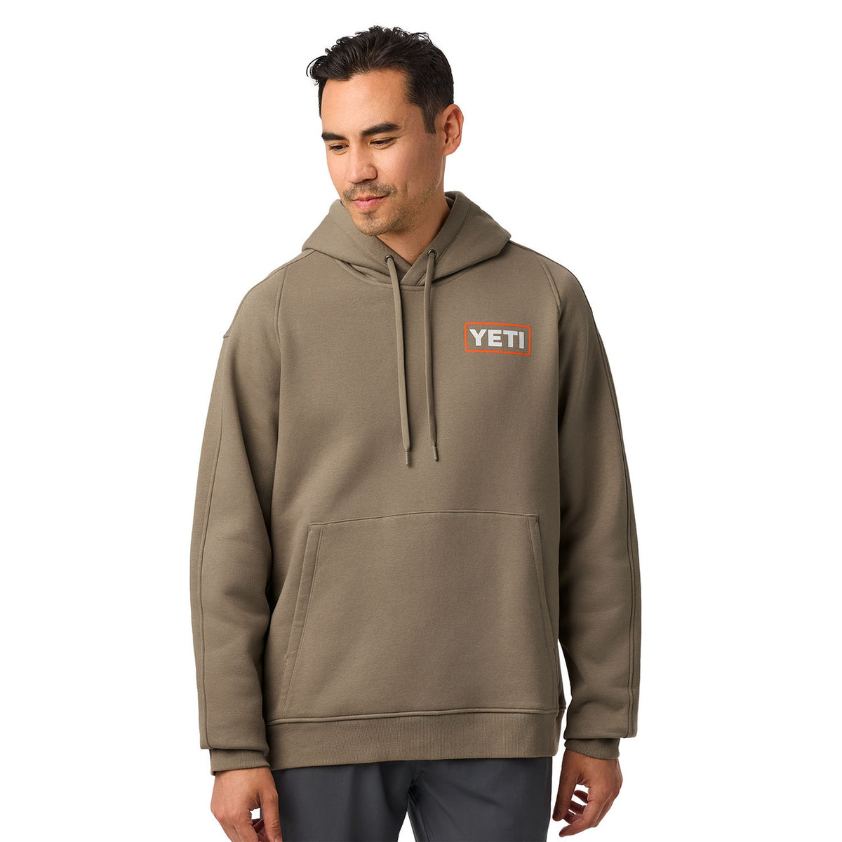 Yeti Wetlands Logo Badge Fleece Hoodie Front Model Image