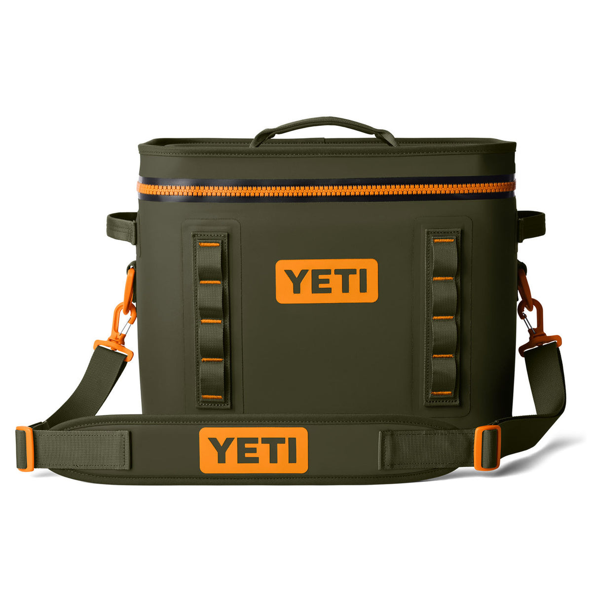 Yeti Hopper Flip 18 Soft Cooler Image in Olive/King Crab Orange