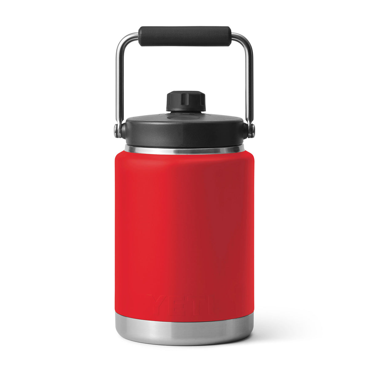 Yeti Rambler Half Gallon Jug Back Image in Rescue Red