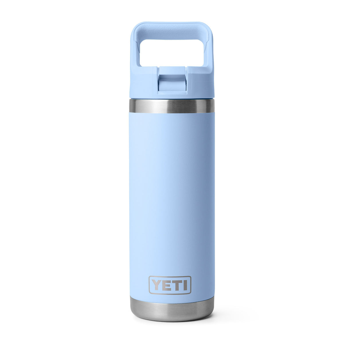 Rambler 18 oz. Water Bottle with Color-Matched Straw Cap in Big Sky Blue