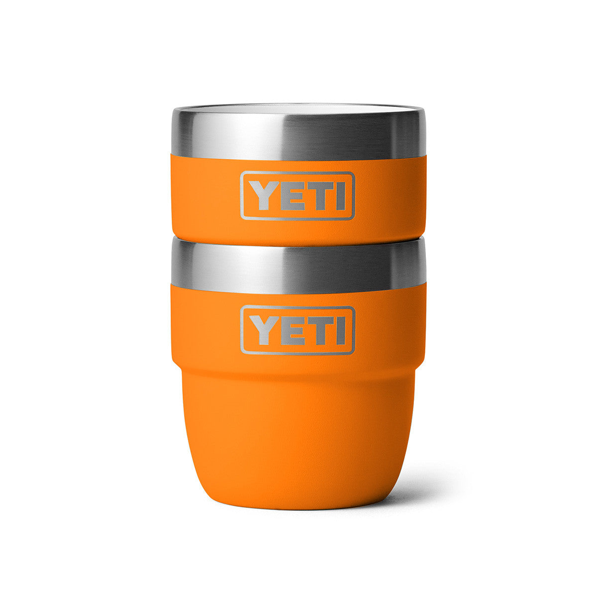 Yeti Rambler 4 oz. Stackable Espresso Cups 2 Pack Stacked Image in King Crab Orange