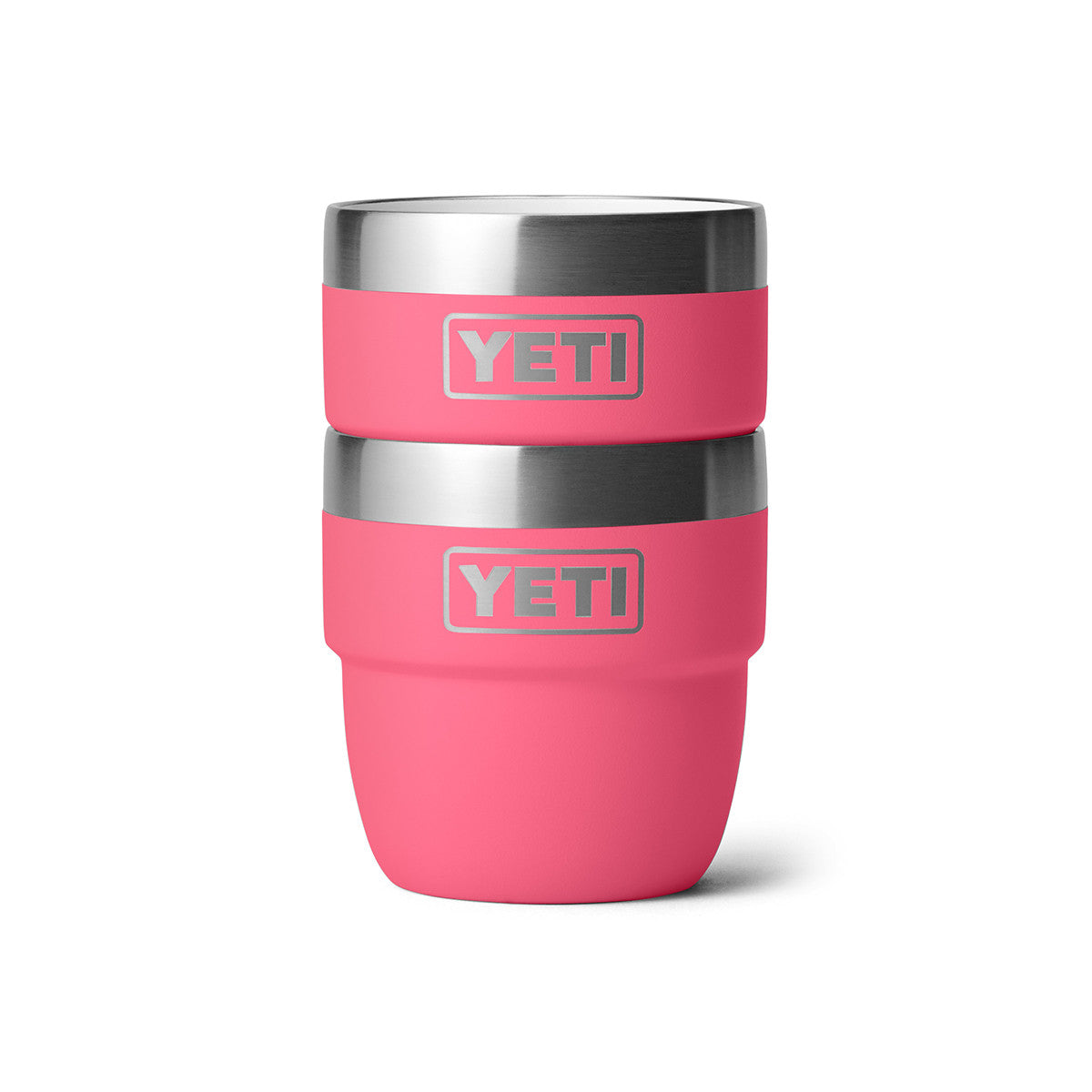 Yeti Rambler 4 oz. Stackable Espresso Cups 2 Pack Stacked Image in Tropical Pink