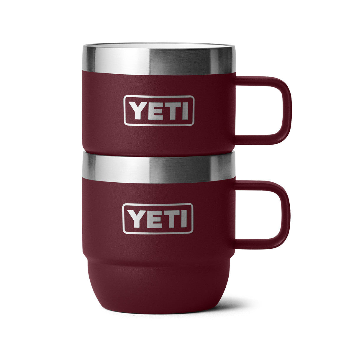 Yeti Rambler 6 oz. Stackable Mugs 2 Pack Stacked Image in Wild Vine Red