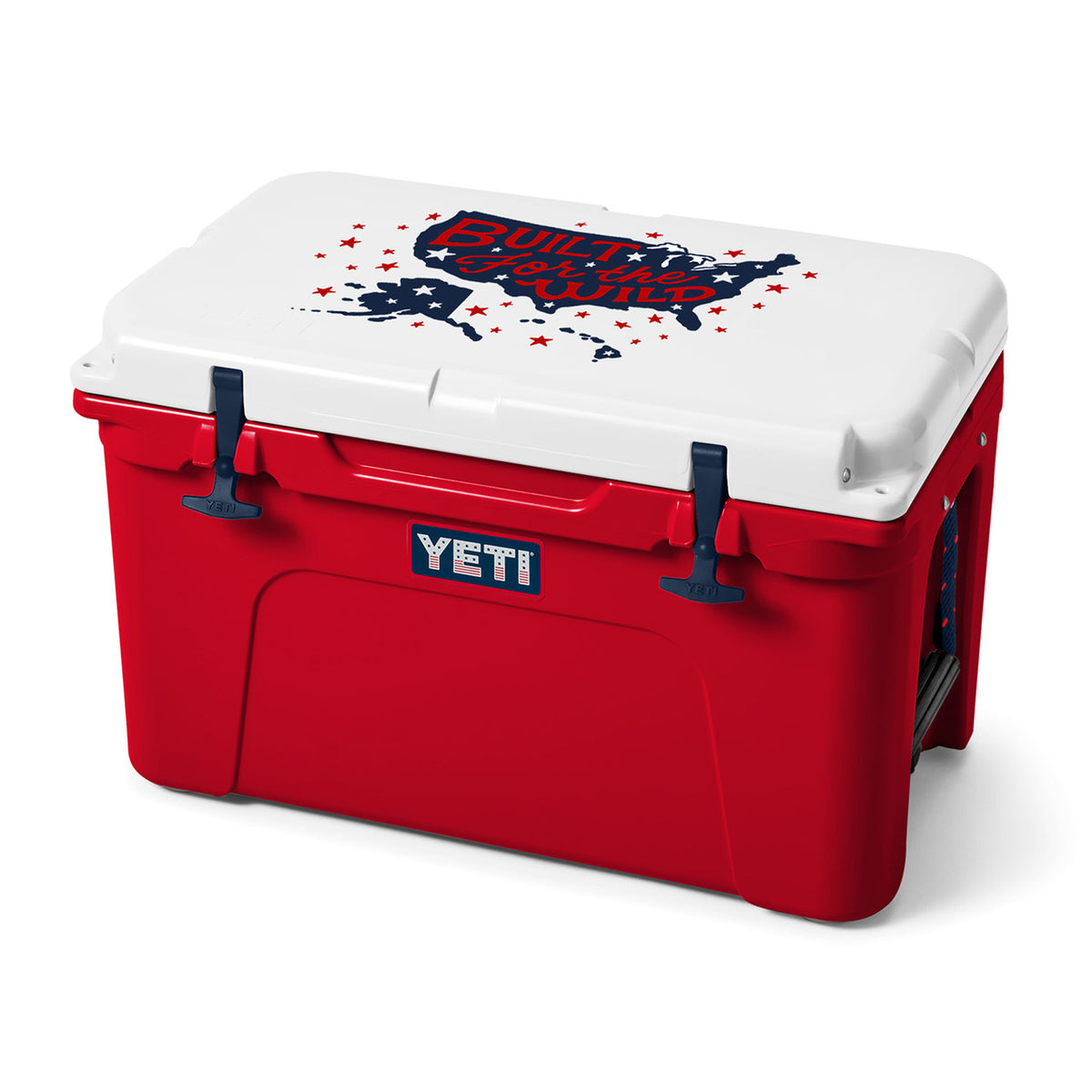 Yeti Tundra 45 Hard-Sided Cooler Patriotic Lid Image.